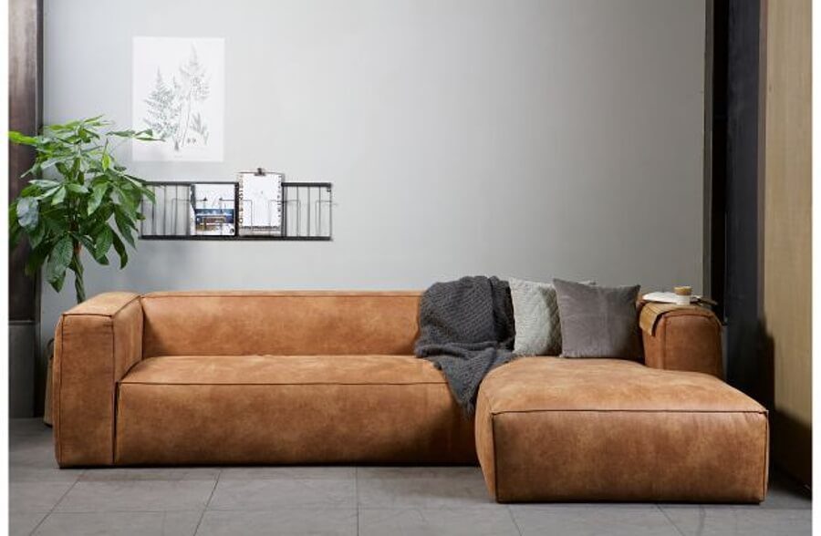 Sofa BEAN in Cognac, mit Recamiere links
